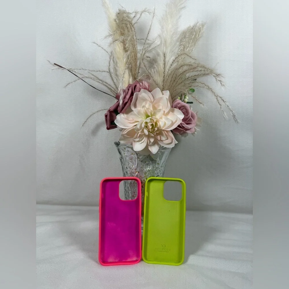 Neon Pink and Green iPhone 14 Pro Max Phone Cases